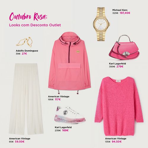 ✨ Outubro Rosa – Looks de Outono com Desconto Outlet! ✨ Para elas e para eles, com muito pink, claro, que é a cor deste...